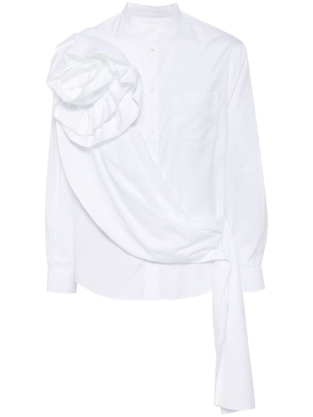 Simone Rocha Rose And Sash-appliqué Poplin Shirt In White