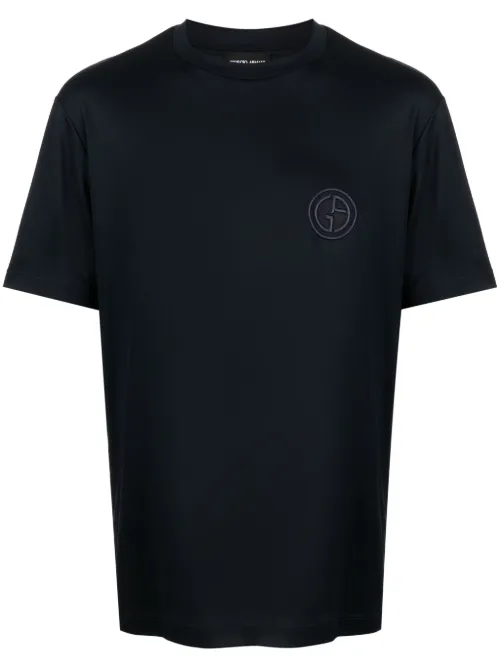 T-shirt en coton à logo brodé - Giorgio Armani - Modalova