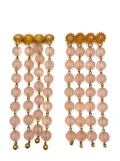 Jennifer Gibson Jewellery Vintage Pair of Long Pink Satin Bead Tassel Brooches 1960s