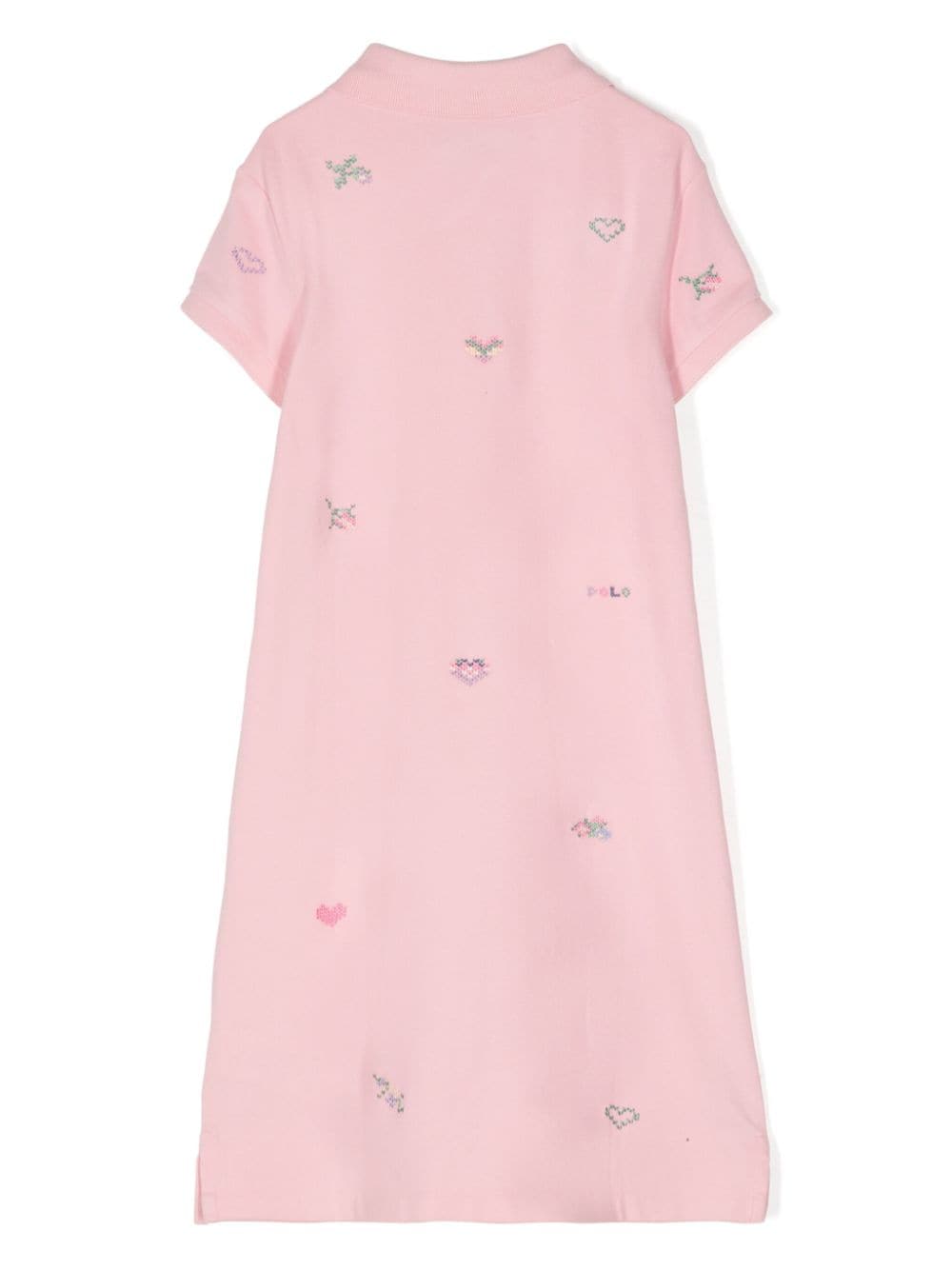 Ralph Lauren Kids Katoenen jurk met geborduurde bloemen Roze