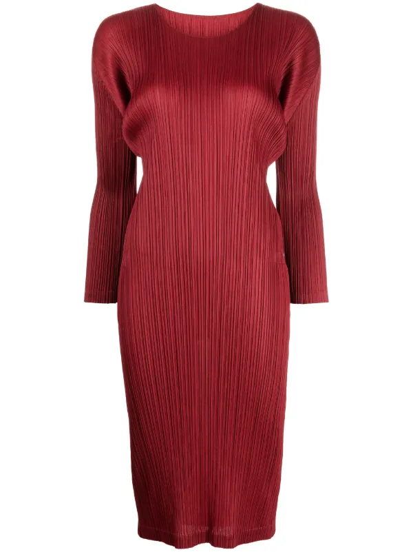 Pleats Please Issey Miyake November Pleated Dress | Red | FARFETCH IN