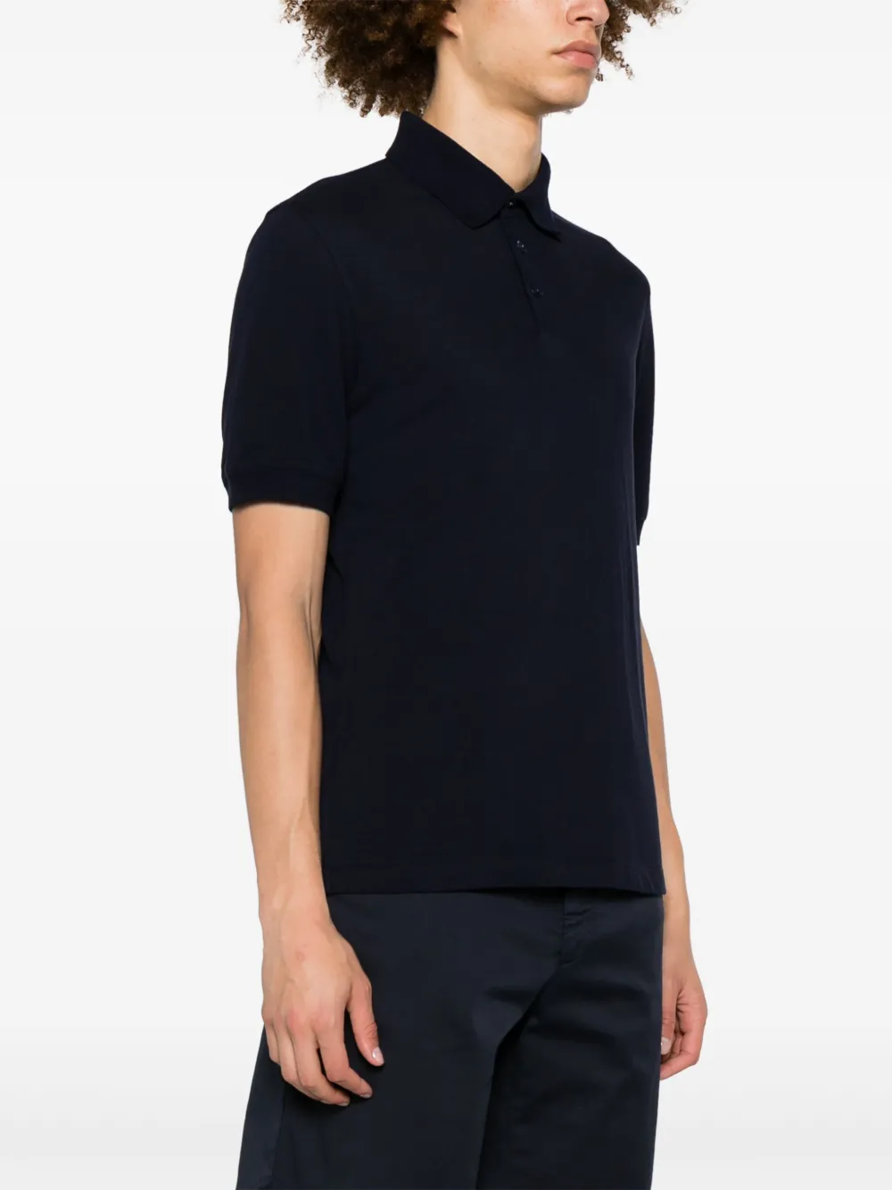 Shop Brunello Cucinelli Piqué-weave Cotton Polo Shirt In Blue