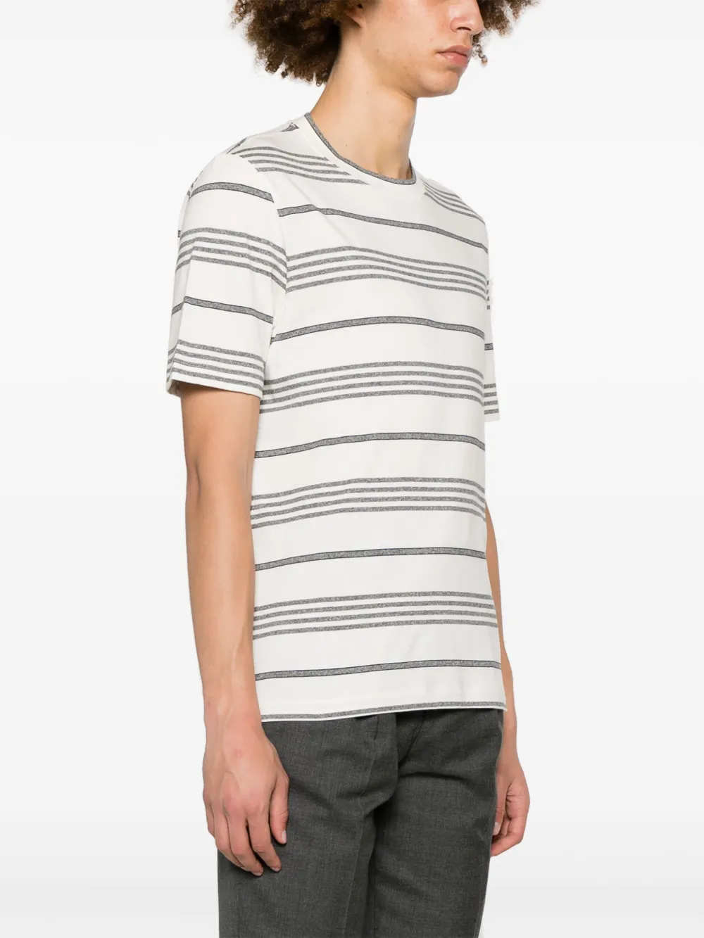 Shop Brunello Cucinelli Striped Cotton T-shirt In Blue