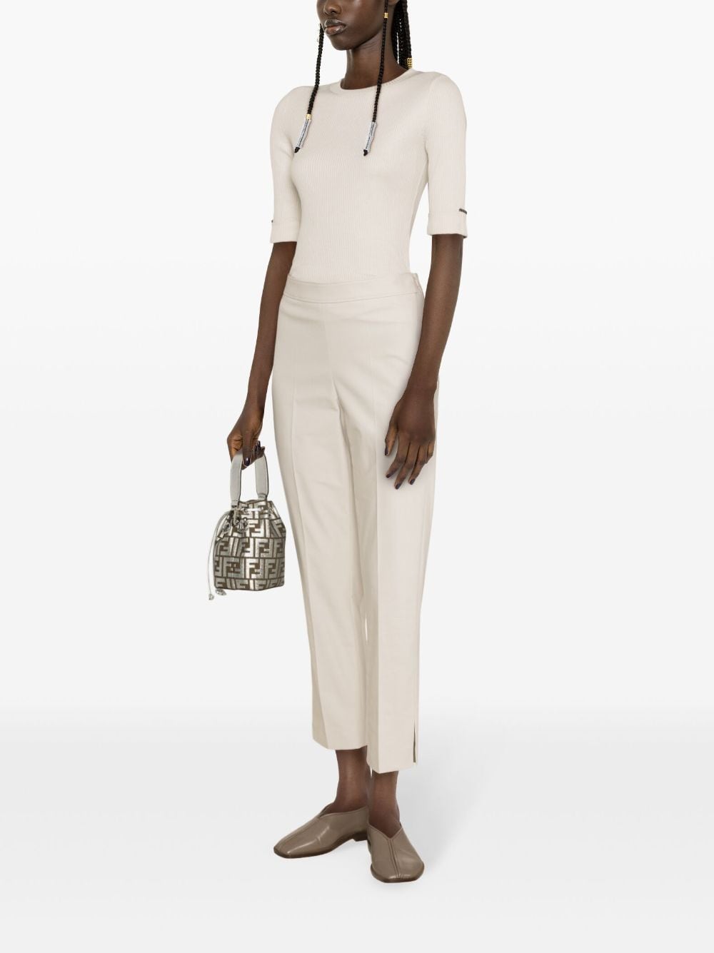 Shop Brunello Cucinelli Ribbed Cotton Blouse In Neutrals