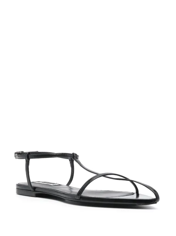 SALE!!【Jil Sander】ラップ サンダル ブラック JIL SANDER(ジルサンダー) レザークロスストラップサンダル