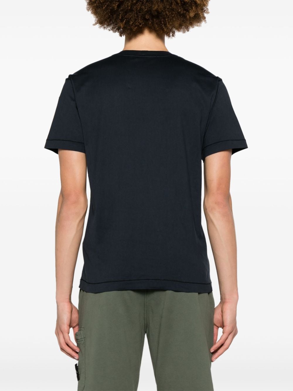 Shop Stone Island Compass-patch Cotton T-shirt In Blue