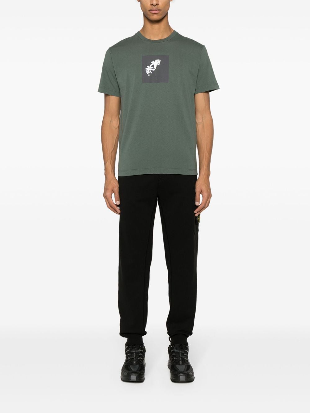 Stone Island Katoenen T-shirt met Compass-logoprint - Groen