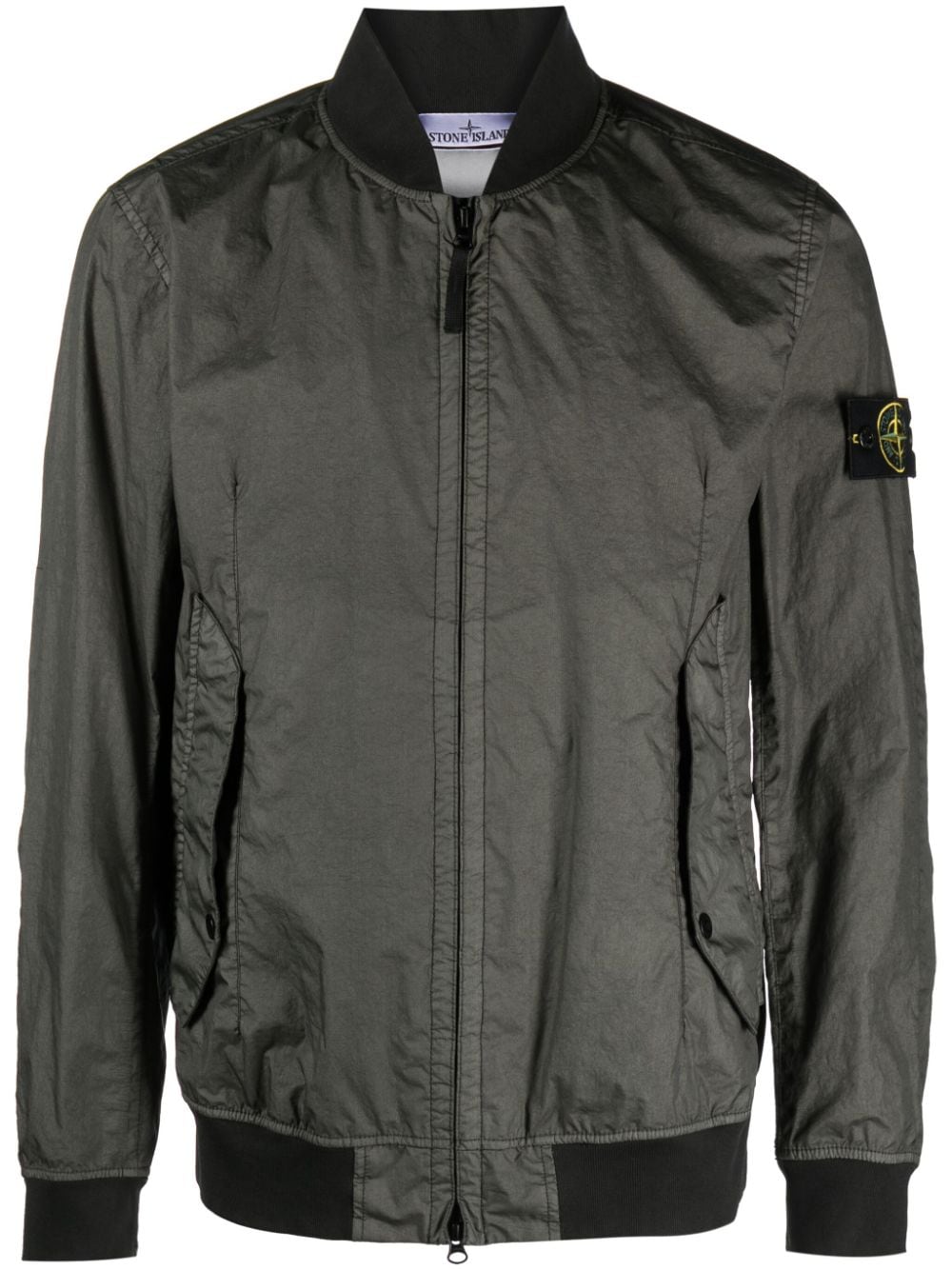 Stone Island Compass-badge Garment-dyed Jacket In Green