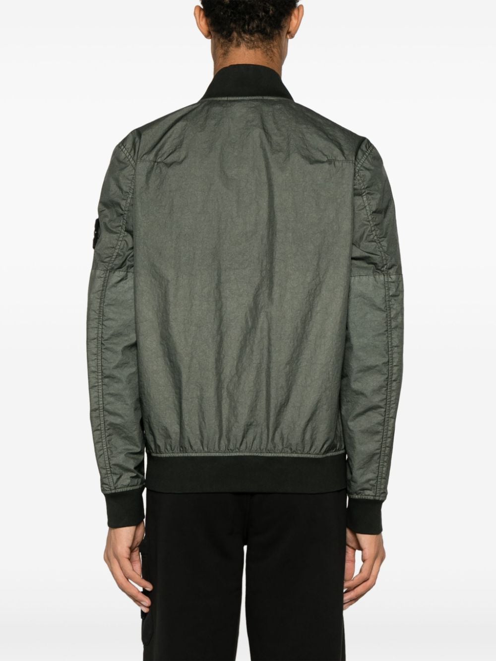 Shop Stone Island Crinkle Reps Bomber Jacket In Green