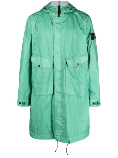 Stone Island Compass-appliqué coated raincoat