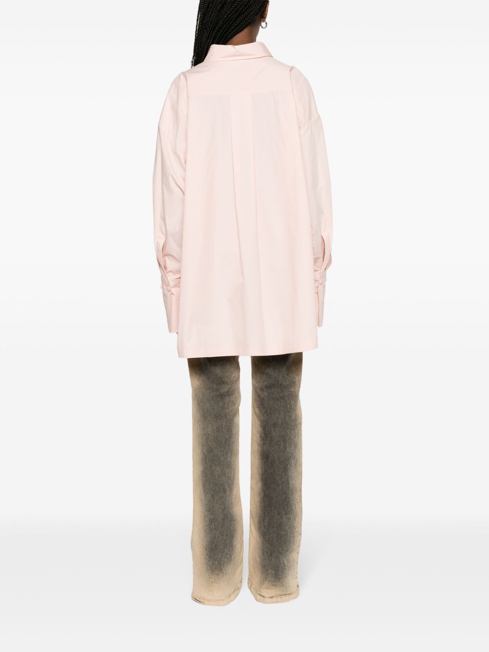 Shop Attico Diana Oversized Cotton Shirt In Pink