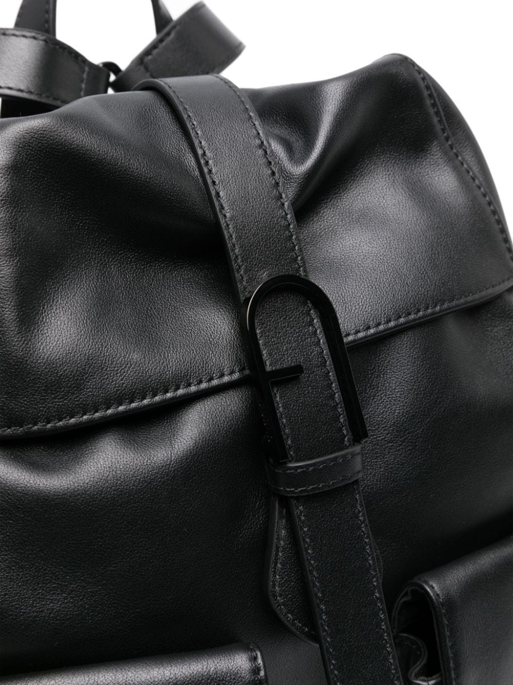 Shop Furla Flow Leather Backpack In Black