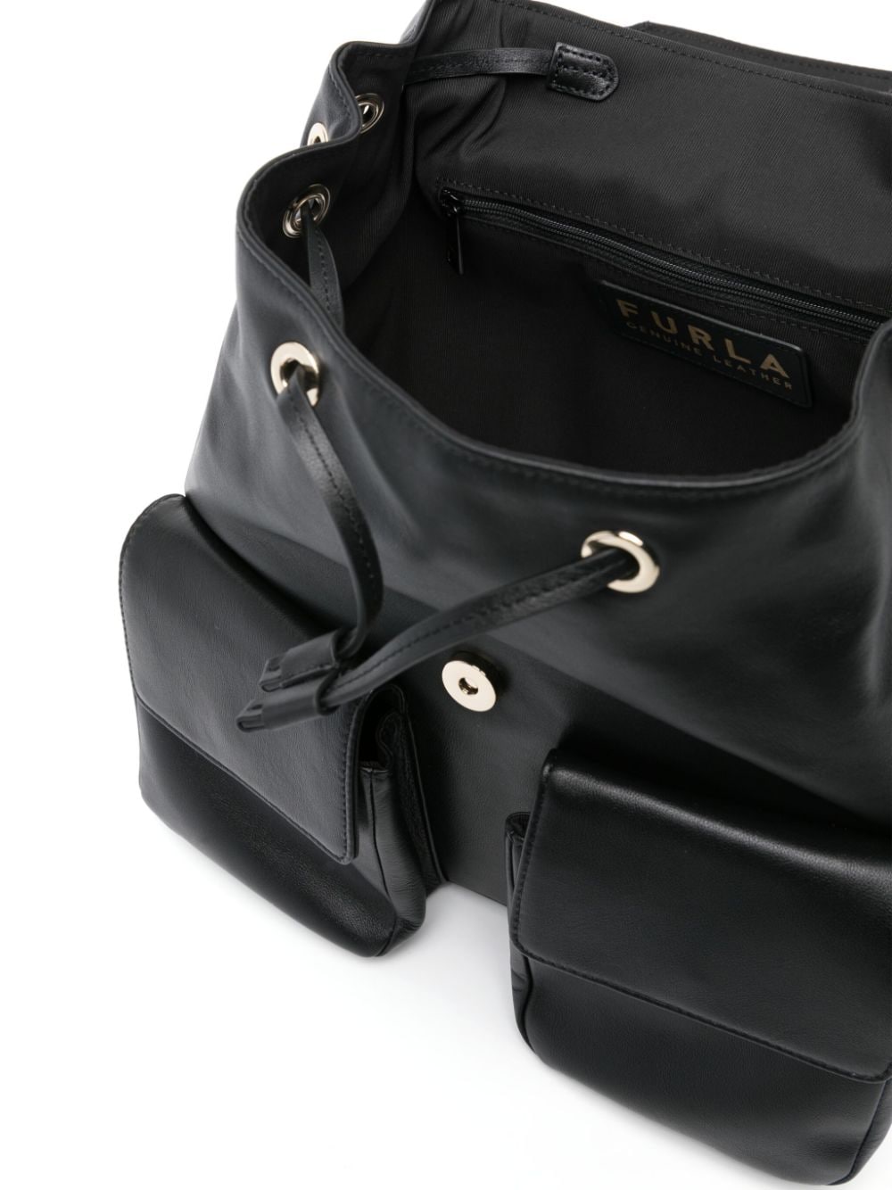 Shop Furla Flow Leather Backpack In Black