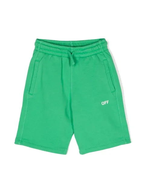 Off-White Kids logo-print cotton track shorts