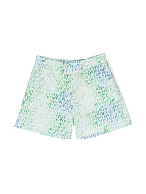 Off-White Kids logo-print cotton swim shorts