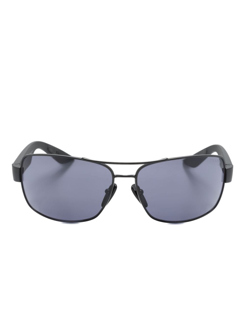 Prada Rectangle-frame Logo-print Sunglasses In Black