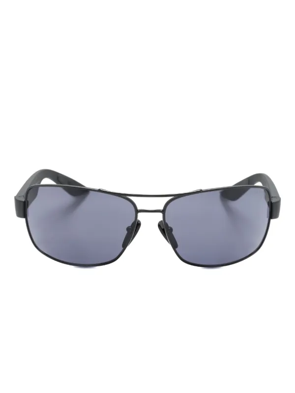 Prada Eyewear スクエアフレーム サングラス | ブラック | FARFETCH JP