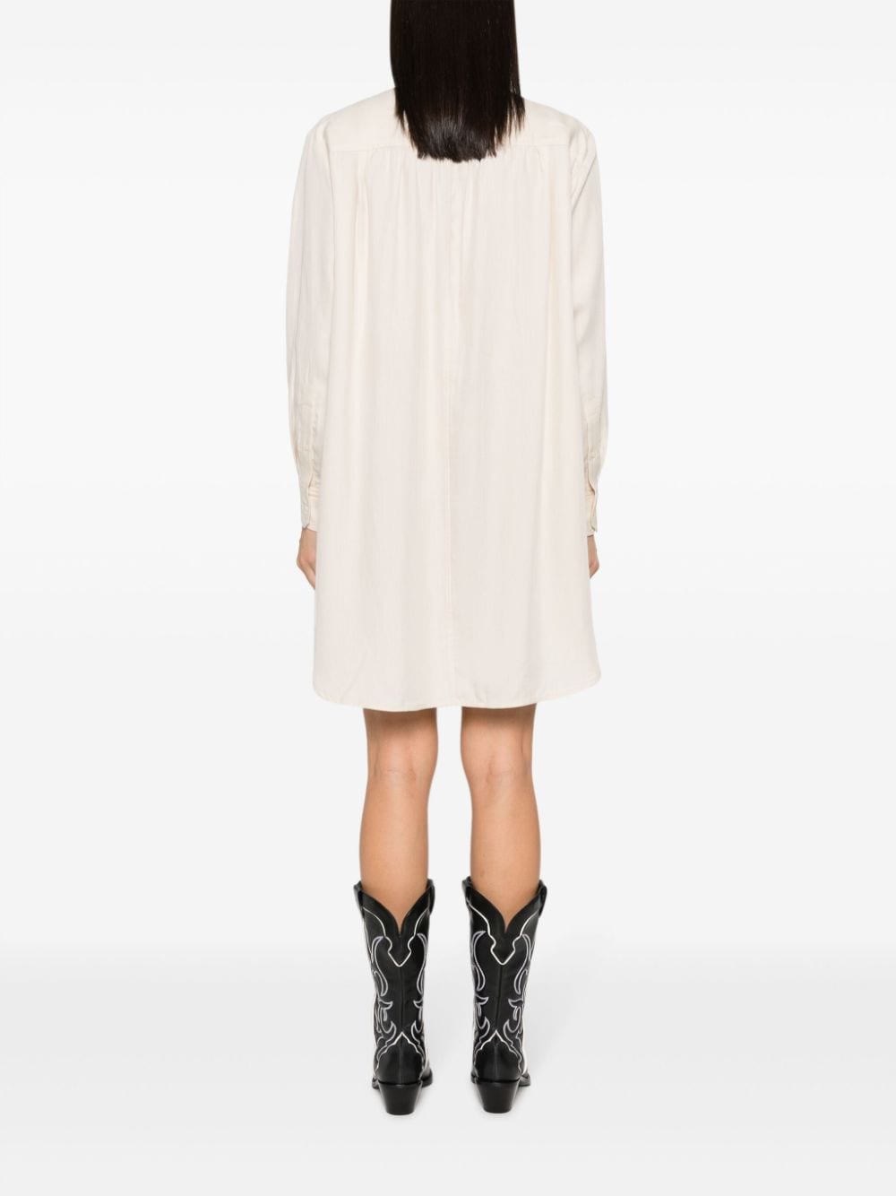 Shop Marant Etoile Bilbao Embroidered Shirtdress In Neutrals