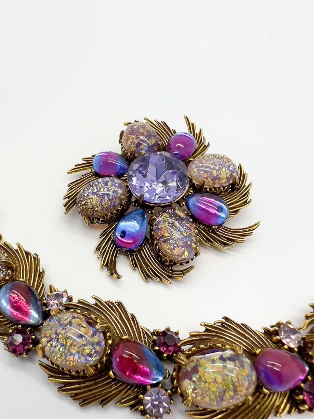 Shop Jennifer Gibson Vintage Florenza Statement Dragons Breath Bracelet &amp; Brooch 1960s In Purple