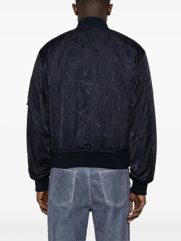 Versace logo-embroidered Cotton Bomber Jacket Blue FARFETCH JO