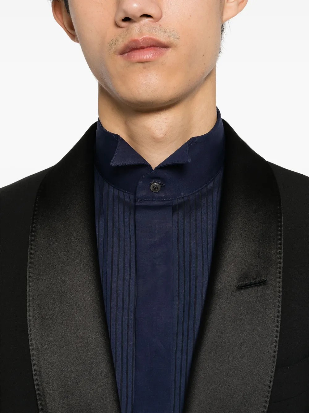 Canali Katoenen overhemd met geplooid detail Blauw