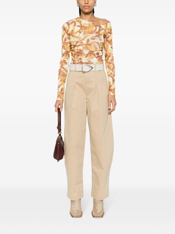 Lenadi high-rise cotton wide-leg pants in brown - Isabel Marant