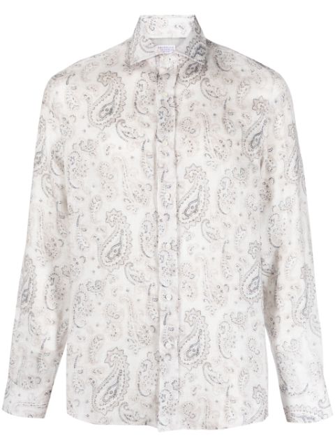 Brunello Cucinelli paisley-print linen shirt Men