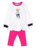 POLO RALPH LAUREN KIDS teddy-bear top and leggings set - White