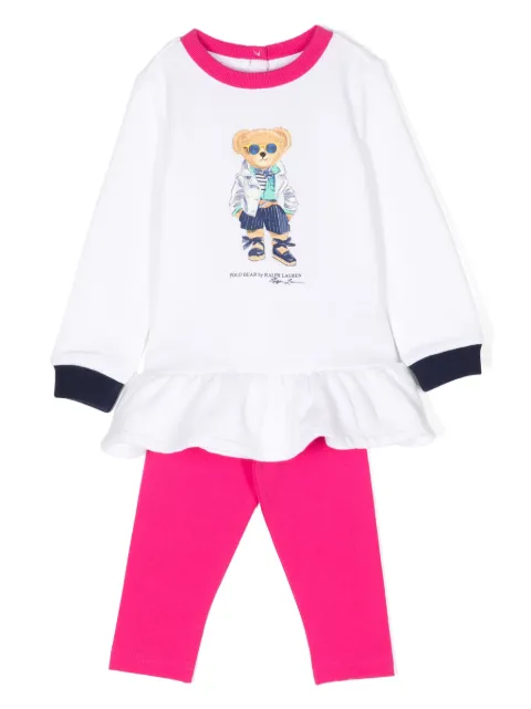 POLO RALPH LAUREN KIDS teddy-bear top and leggings set 