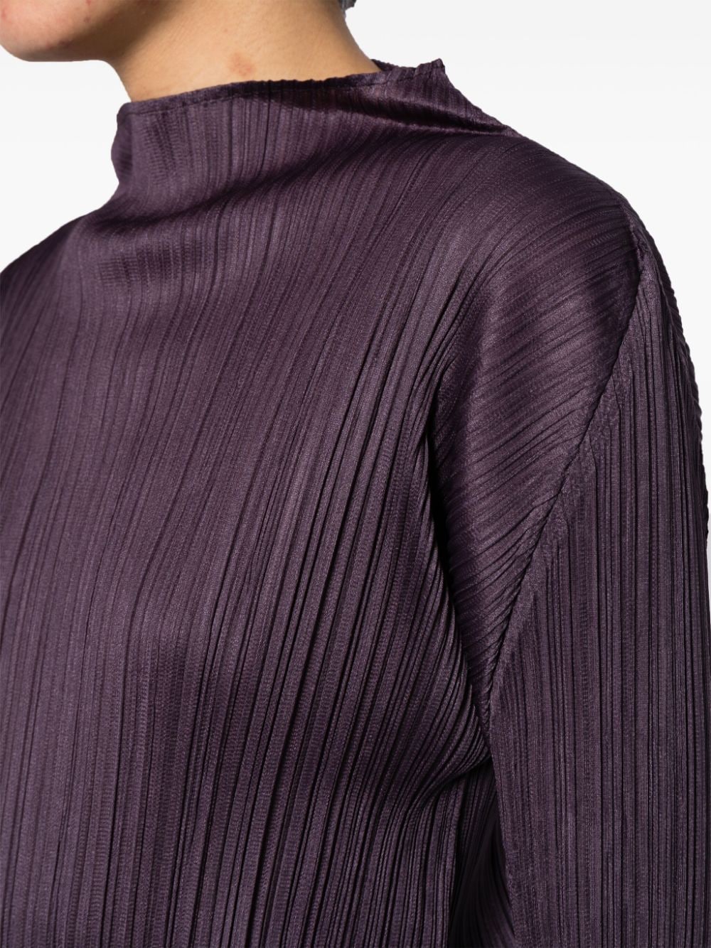 Shop Issey Miyake Pleated Long-sleeve Top In Purple
