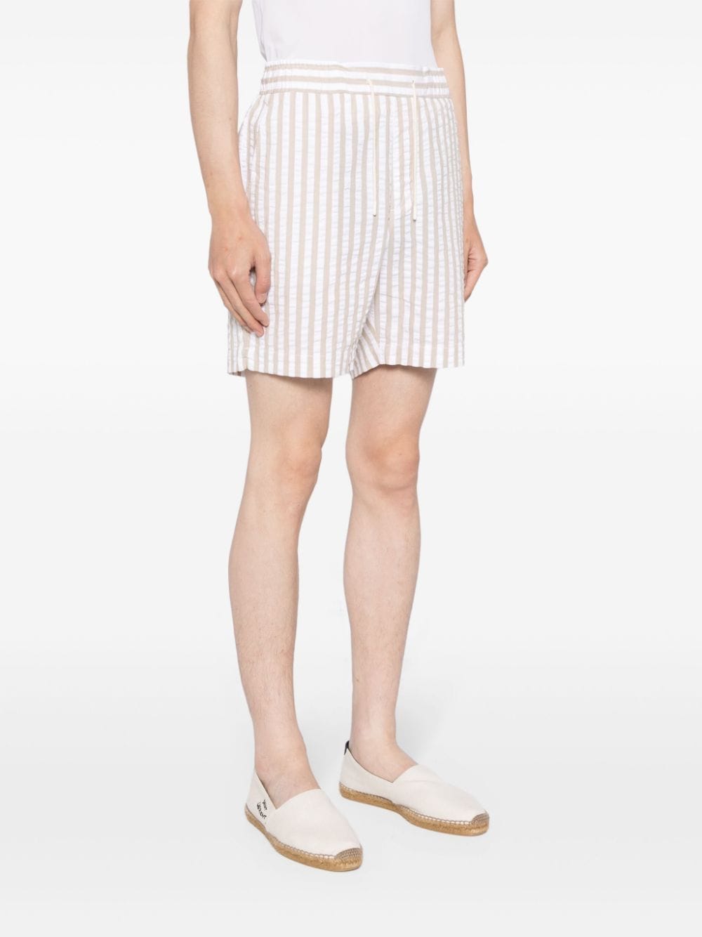Shop Che Marinero Striped Seersucker Shorts In Neutrals