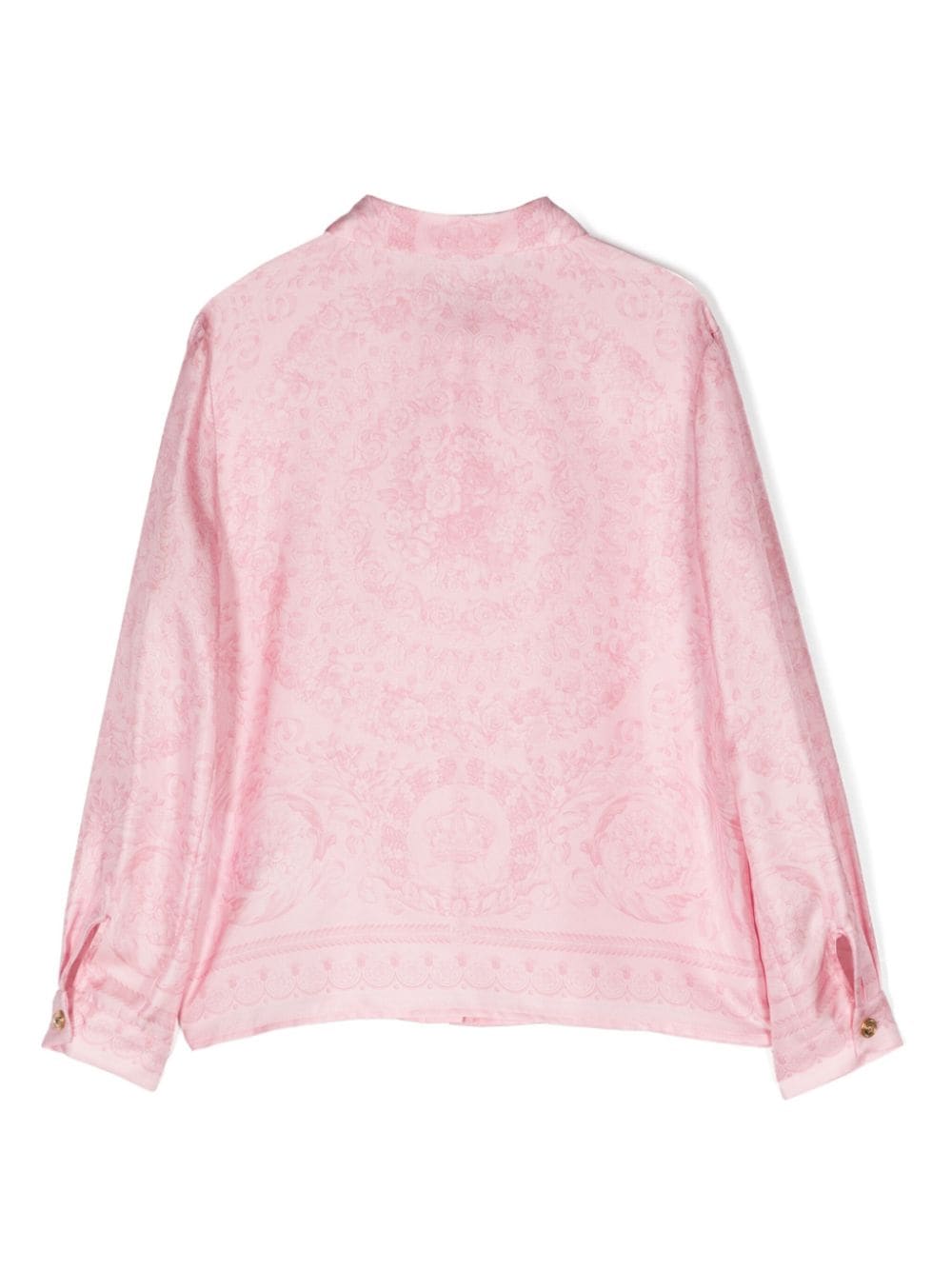 Shop Versace Barocco-print Silk Shirt In Pink