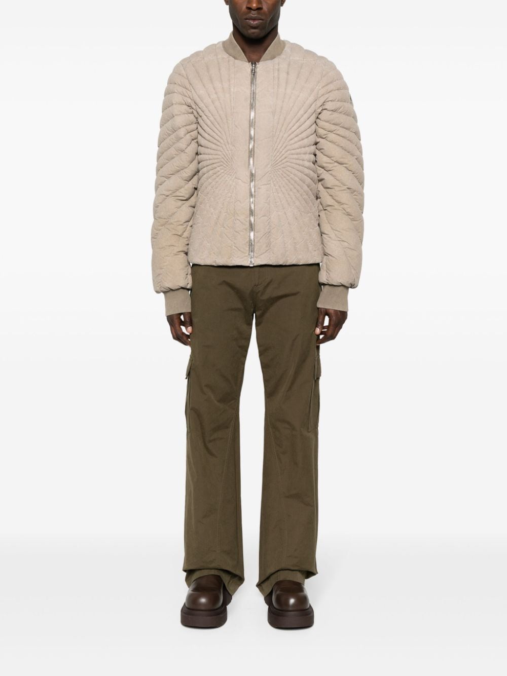 Moncler x Rick Owens Radiance Flight gevoerd bomberjack Beige