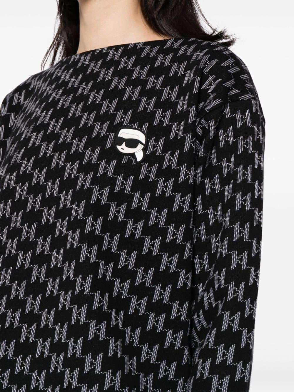 Shop Karl Lagerfeld K/ikonik Monogram-print Sweatshirt In Black