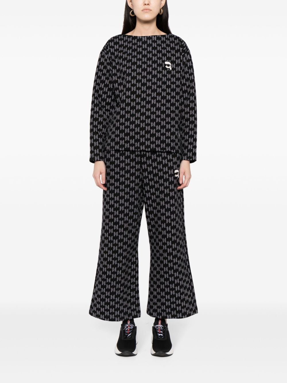 Shop Karl Lagerfeld K/ikonik Monogram-print Sweatshirt In Black