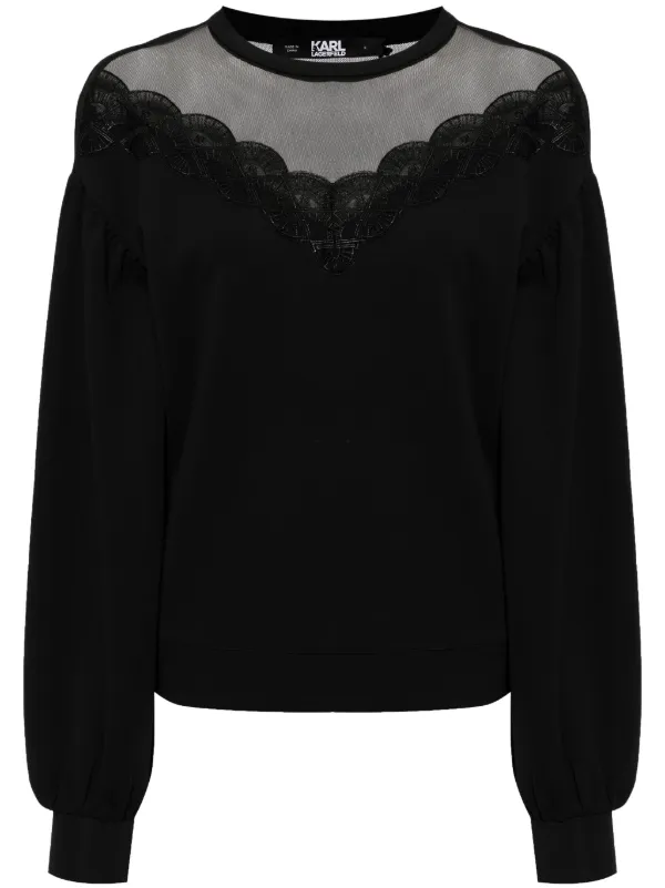 Karl Lagerfeld シアーパネル スウェットシャツ | ブラック