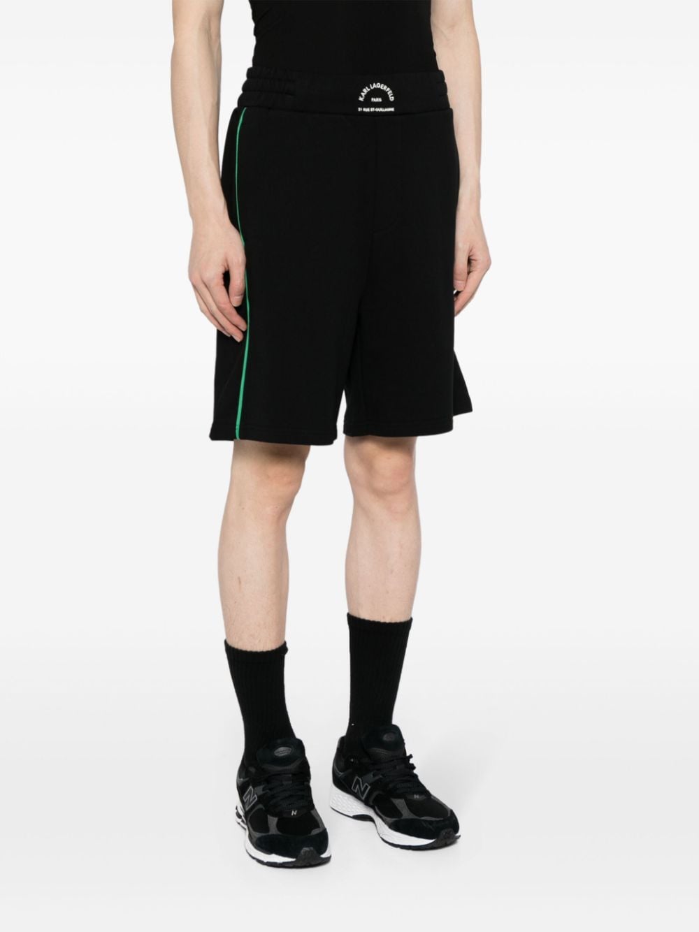 Shop Karl Lagerfeld Logo-embroidered Cotton Boxing Shorts In Black