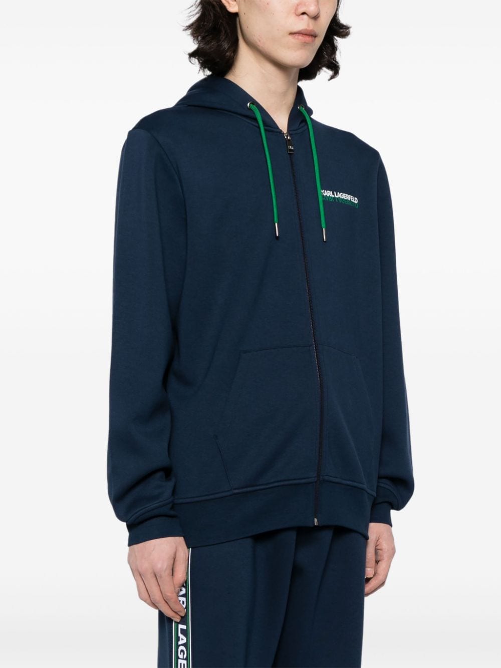 Karl Lagerfeld Jersey hoodie met logoband Blauw