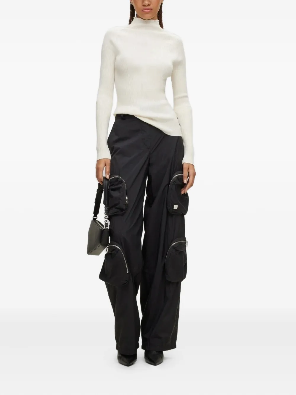Hugo Boss Ribbed-knit Jumper In White