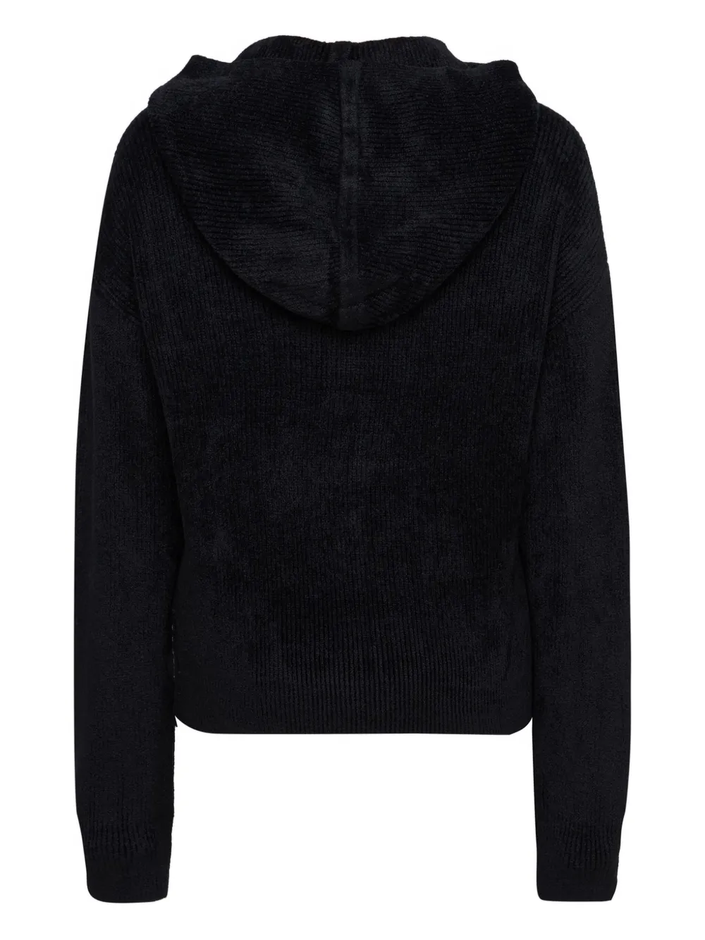 Hugo Boss Logo-patch Ribbed Hoodie In Black