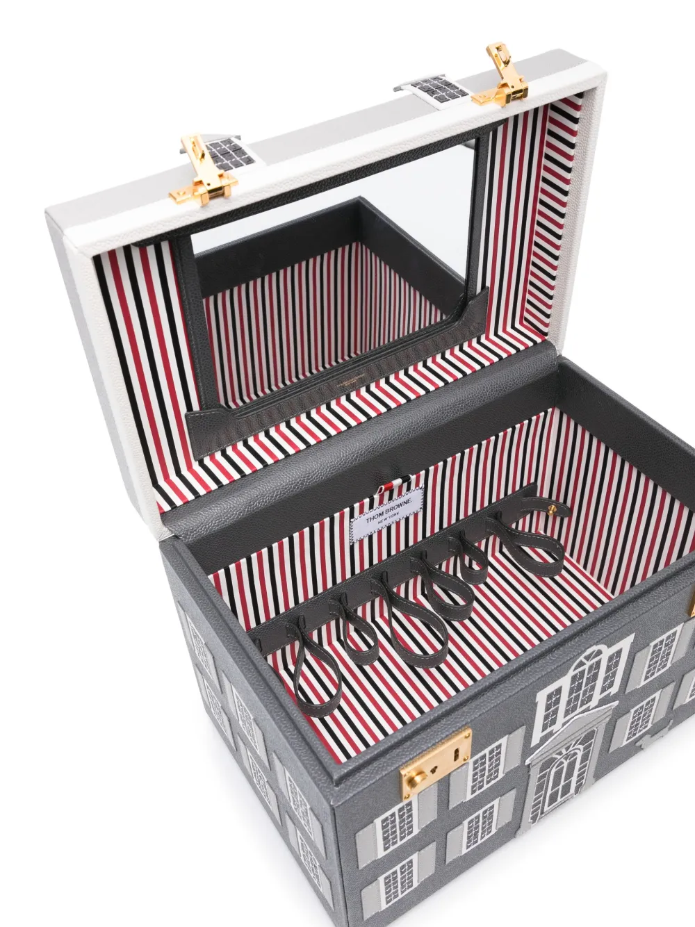 Thom Browne House Leather Vanity Case Grey FARFETCH