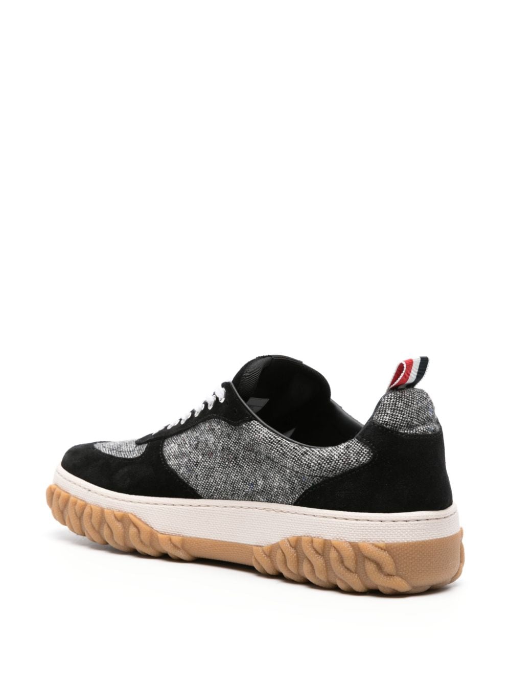 Shop Thom Browne Letterman Tweed Sneakers In Black