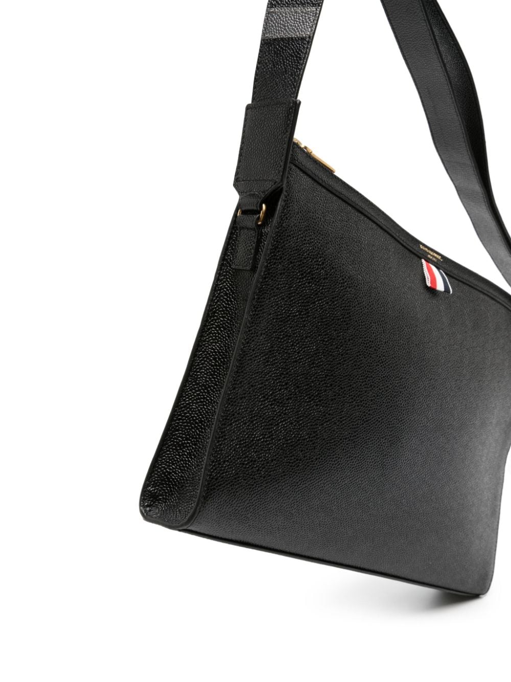 Shop Thom Browne 4-bar Leather Crossbody Bag In Black