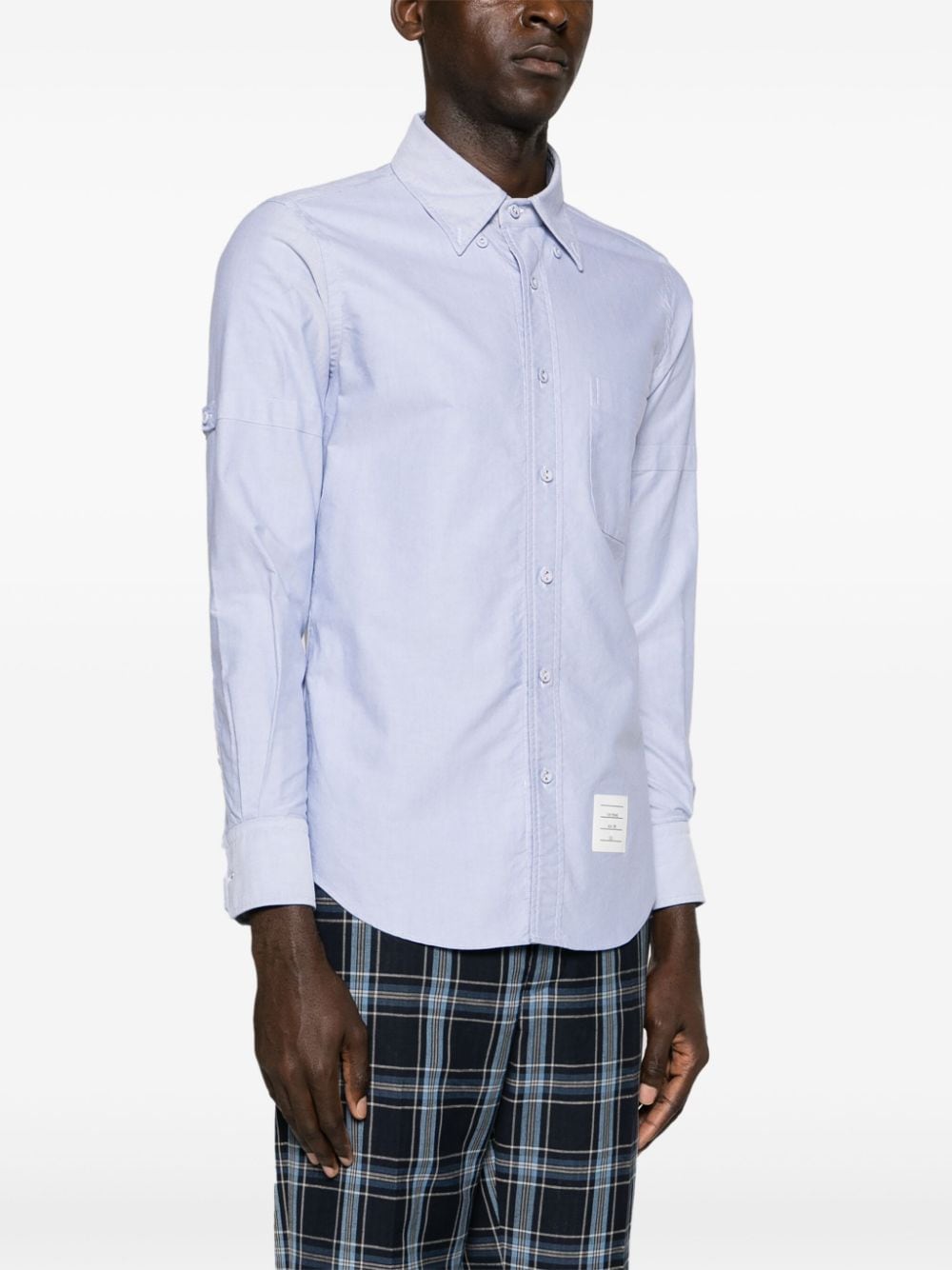 Shop Thom Browne Armband-embellished Cotton Shirt In Blue