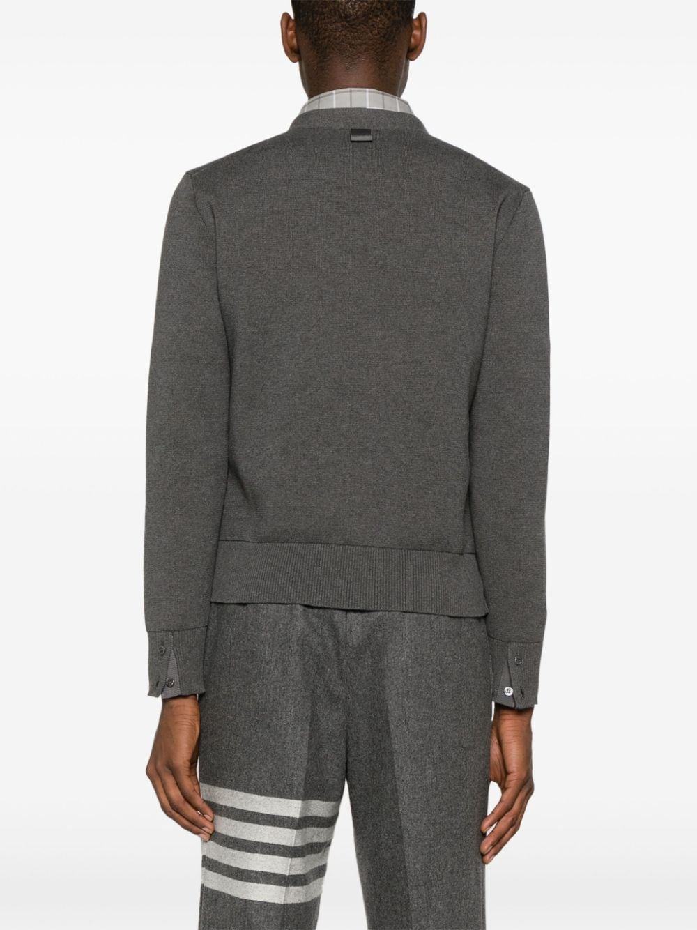 Shop Thom Browne V-neck Cotton Cardigan In Grey