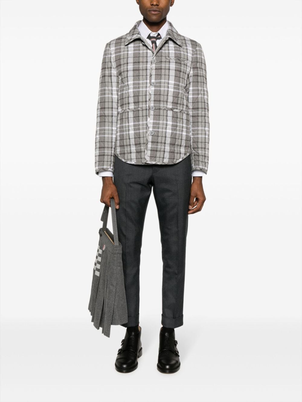 Thom Browne Geruit gevoerd shirtjack - Grijs