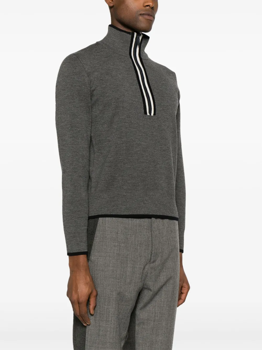Thom Browne Trui met trechterhals en halve rits Grijs