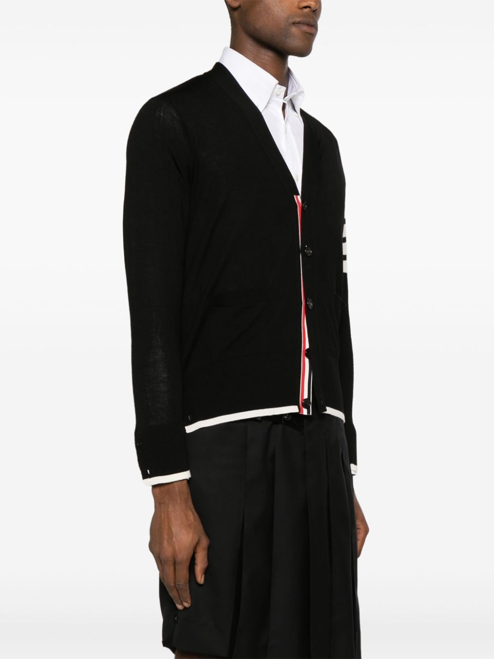 Shop Thom Browne 4-bar Wool Cardigan In Black