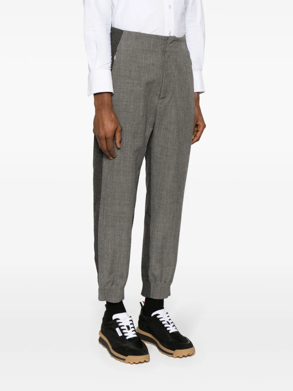 THOM BROWNE COLOUR-BLOCK VIRGIN WOOL TRACK PANTS