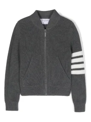 THOM BROWNE グレー カーディガン ストライプ袖 M Thom Browne ストライプ カーディガン | グレー | FARFETCH JP